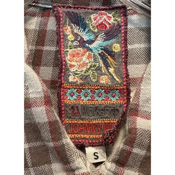 Johnny Was‎ 3j Workshop Altivo Scarf Back Plaid Top Size S Silk - Picture 2 of 5